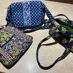 Lot of 3 Vera Bradley Blue and Floral Crossbody Bags